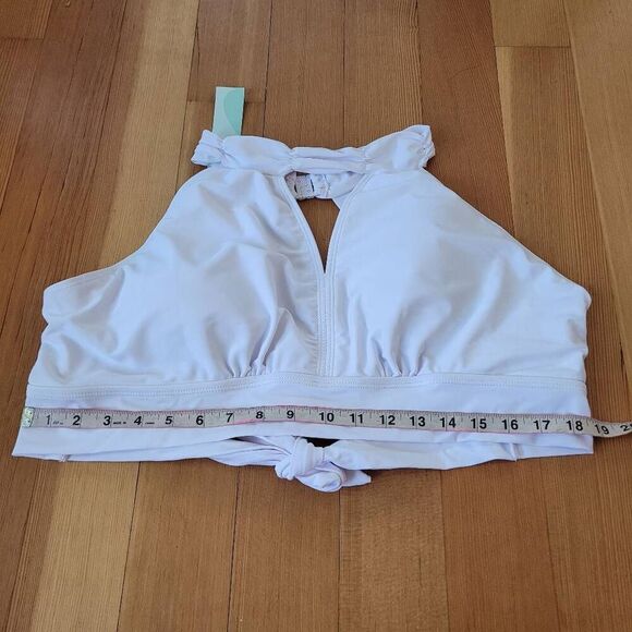 NWT Dressfo 3XL white halter neck swim top bikini open back summer minimalist - Picture 5 of 10